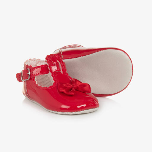 Early Days-حذاء جلد صناعي لامع لون أحمر لمرحلة قبل المشي | Childrensalon