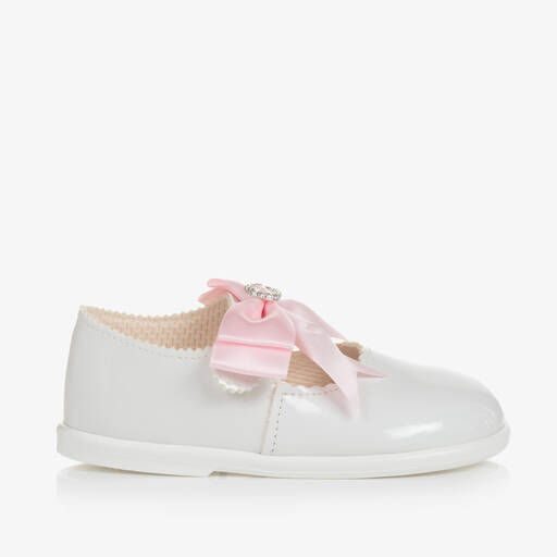 Early Days-Girls White Patent First Walker Shoes | Childrensalon