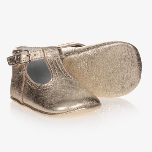 Early Days-Gold Leather Pre-Walker Shoes | Childrensalon