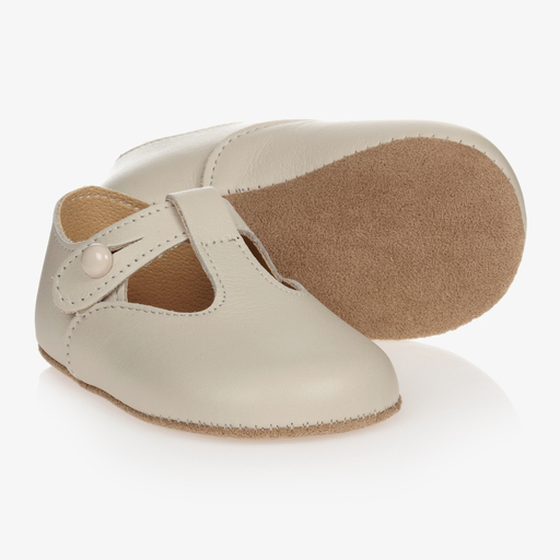 Early Days-Ivory Leather Pre-Walker Shoes | Childrensalon