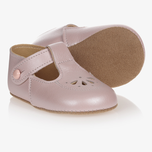 Early Days-Pink Leather Pre-Walker Shoes | Childrensalon