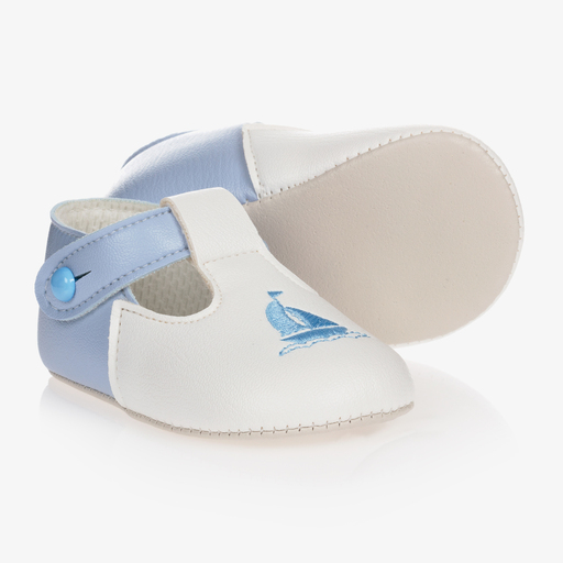 Early Days Baypods-حذاء لون أبيض وأزرق لمرحلة ما قبل المشي | Childrensalon