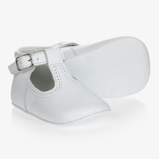 Early Days-White Leather Pre-Walker Shoes | Childrensalon