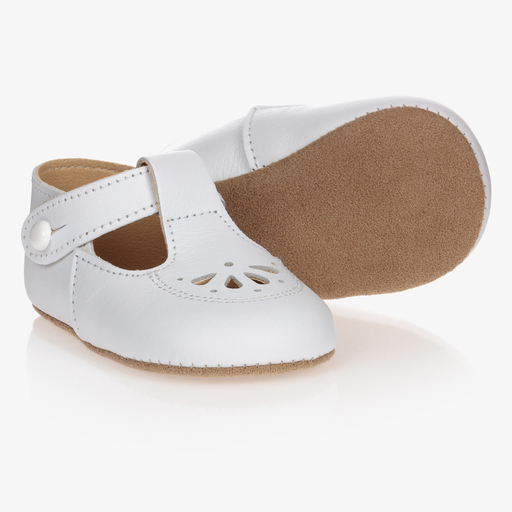 Early Days-White Leather Pre-Walker Shoes | Childrensalon