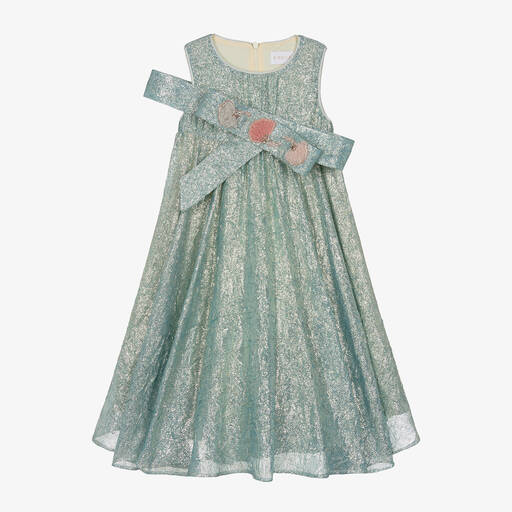 EIRENE-Girls Blue Sleeveless Shimmer Dress | Childrensalon