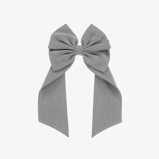 EIRENE-Girls Grey Bow Hair Clip (16cm) | Childrensalon