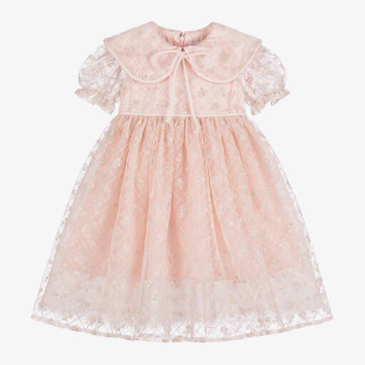 EIRENE-Розовое цветочное платье из тюля для девочек | Childrensalon