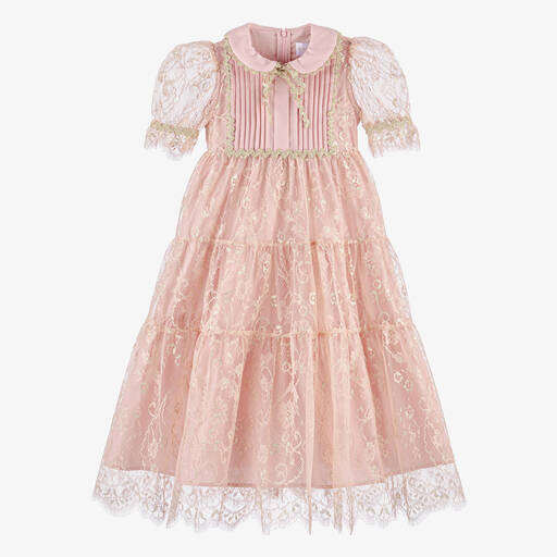 EIRENE-Girls Rose Pink Lace Dress | Childrensalon