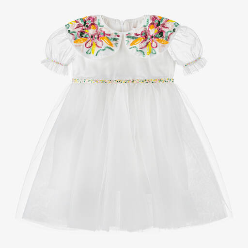 EIRENE-Girls White Tulle Tutu Dress | Childrensalon