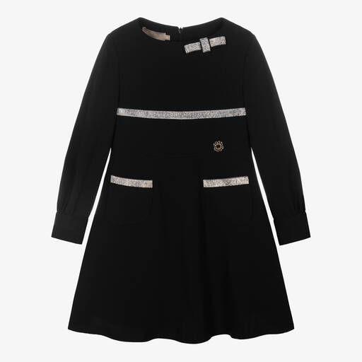 Elie Saab-Girls Black Crêpe Diamanté Dress | Childrensalon