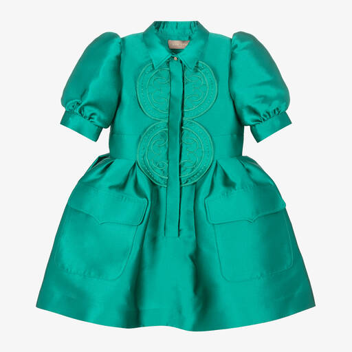 Elie Saab-Изумрудно-зеленое платье из тафты | Childrensalon