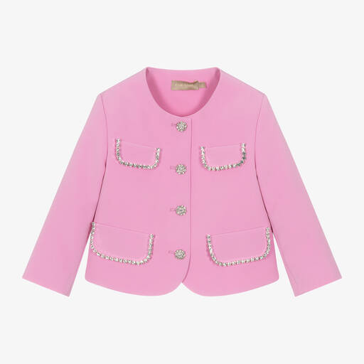 Elie Saab-Girls Pink Studded Diamanté Jacket | Childrensalon