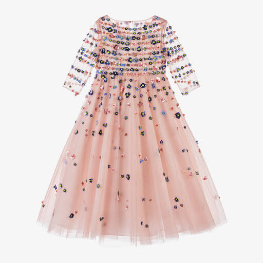 Elie Saab-Girls Pink Tulle Sequin Dress | Childrensalon