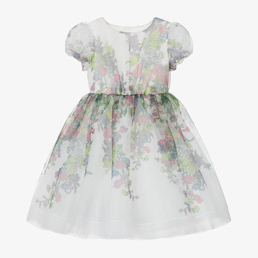 Elie Saab-Girls White Floral Organza Dress | Childrensalon
