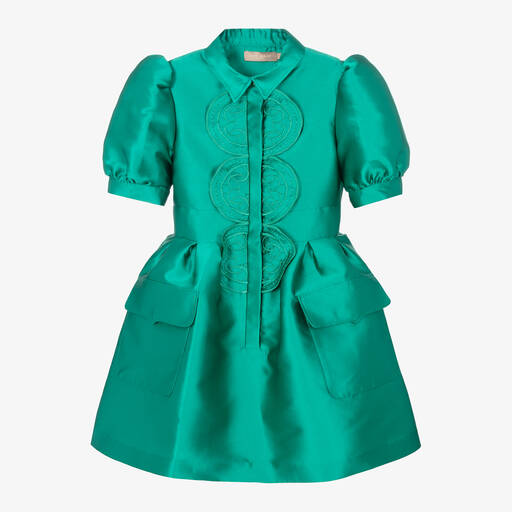 Elie Saab-Изумрудно-зеленое платье из тафты | Childrensalon