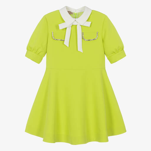 Elie Saab-Зеленое платье из креп-твила для девочек-подростков | Childrensalon