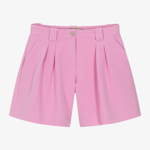 Elie Saab-Teen Girls Pink Diamanté Pleated Shorts | Childrensalon