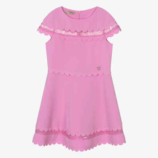 Elie Saab-Teen Girls Pink Scalloped Crêpe Dress | Childrensalon