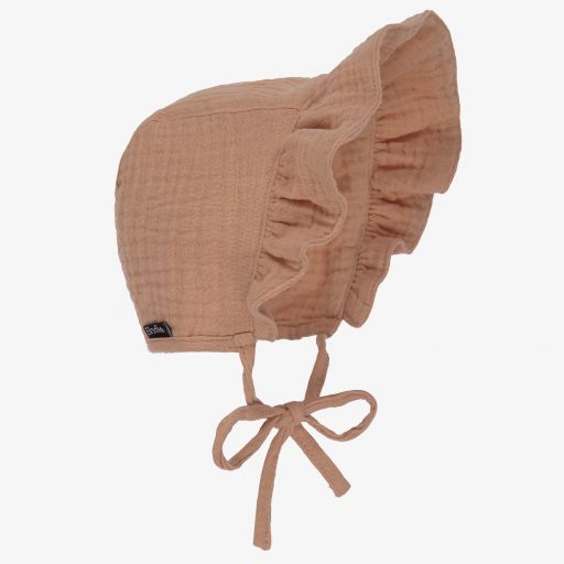 Elodie-Beige Cotton Bonnet | Childrensalon