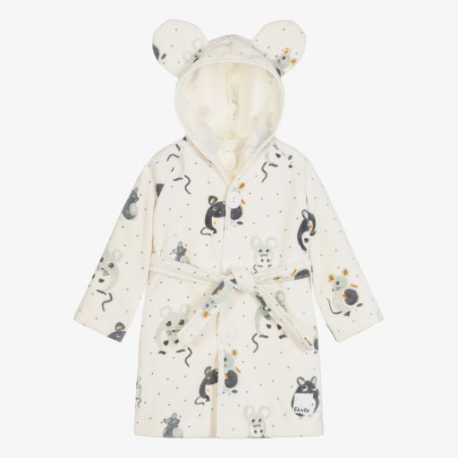 Elodie-Кремовый халат с серыми мышками | Childrensalon