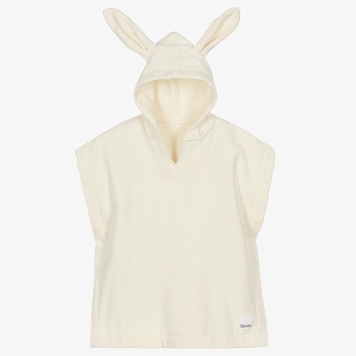 Elodie-Ivory Hooded Towelling Poncho | Childrensalon