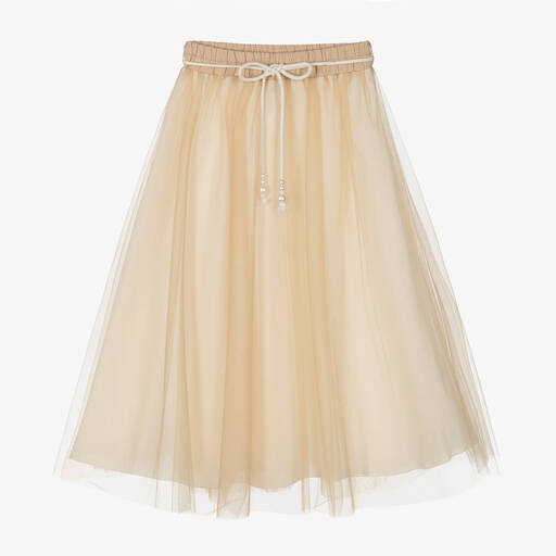 Elsy-Girls Beige Tulle Skirt | Childrensalon