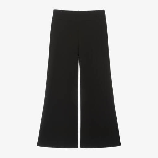 Elsy-Girls Black Wide Leg Jersey Trousers | Childrensalon