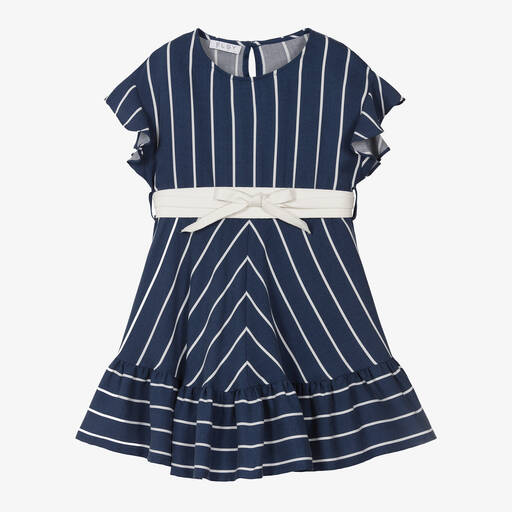 Elsy-Girls Blue Striped Lyocell Dress | Childrensalon