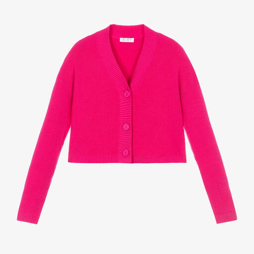 Elsy-Girls Fuchsia Pink Knit Cropped Cardigan | Childrensalon