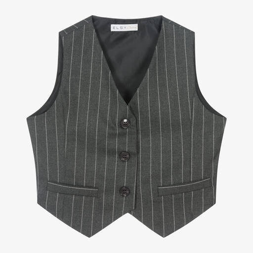 Elsy-Girls Grey Pinstripe Waistcoat | Childrensalon