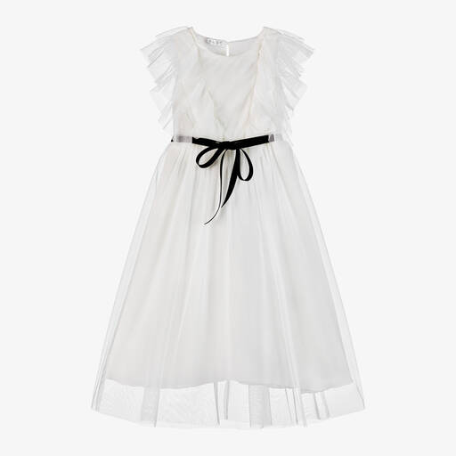 Elsy-Girls Ivory Chiffon & Tulle Dress | Childrensalon