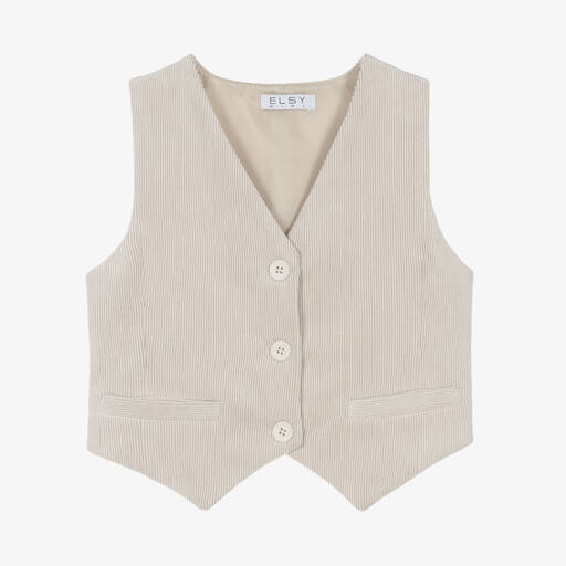 Elsy-Girls Ivory Corduroy Waistcoat | Childrensalon