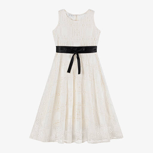 Elsy-Girls Ivory Cotton Guipure Lace Dress | Childrensalon