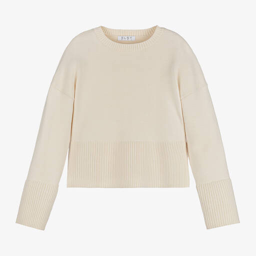 Elsy-Girls Ivory Knitted Sweater | Childrensalon