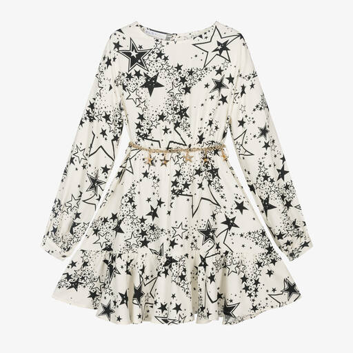 Elsy-Girls Ivory Viscose Star Dress | Childrensalon
