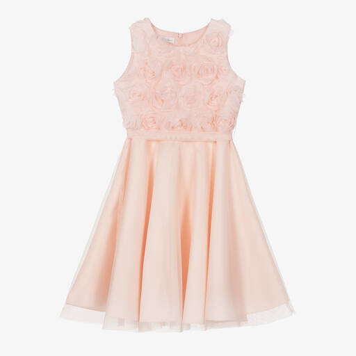 Elsy-Girls Pink Tulle & Satin Rose Dress | Childrensalon