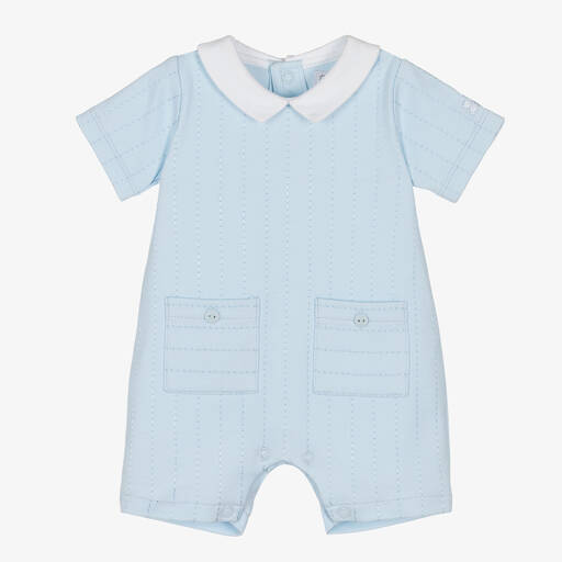 Emile et Rose-Baby Boys Blue Embroidered Cotton Shortie | Childrensalon