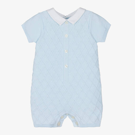 Emile et Rose-Baby Boys Blue Knitted Cotton Shortie | Childrensalon