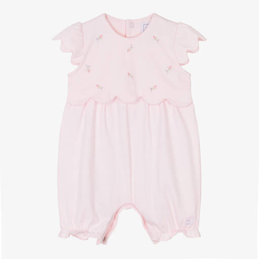 Emile et Rose-Baby Girls Pink Cotton Embroidered Shortie | Childrensalon