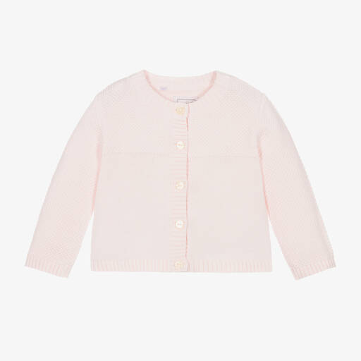 Emile et Rose-Baby Girls Pink Cotton Knit Cardigan | Childrensalon
