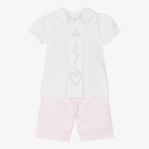 Emile et Rose-Baby Girls Pink Cotton Shorts Set | Childrensalon