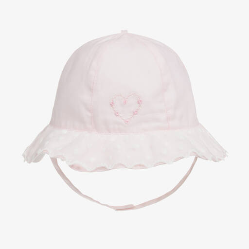 Emile et Rose-Baby Girls Pink Cotton & Tulle Sun Hat | Childrensalon