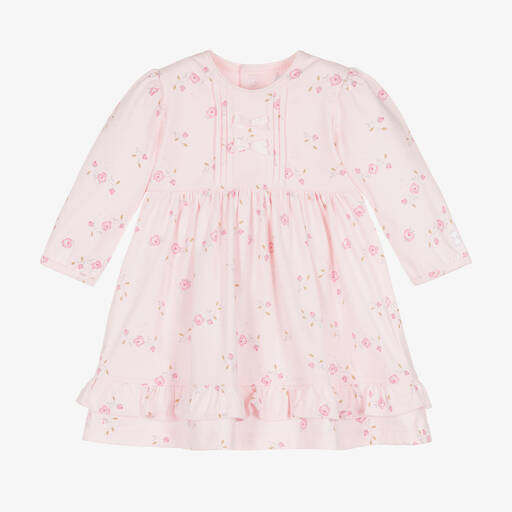 Emile et Rose-Baby Girls Pink Floral Cotton Dress | Childrensalon