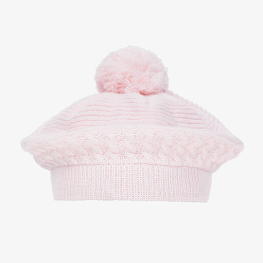 Emile et Rose-Baby Girls Pink Knitted Cotton Beret | Childrensalon