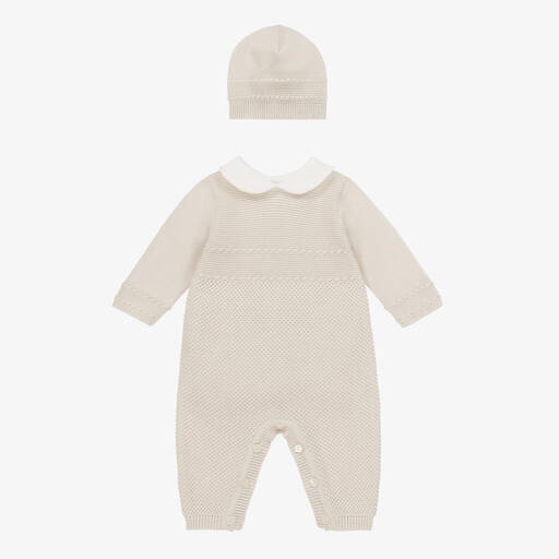 Emile et Rose-Beige Cotton Knit Babysuit Set | Childrensalon