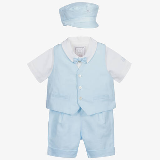 Emile et Rose-Blue Linen Baby Shorts Set | Childrensalon