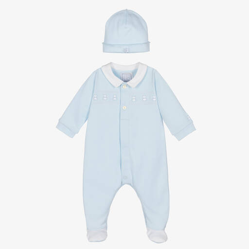 Emile et Rose-Boys Blue Cotton Babysuit Set | Childrensalon