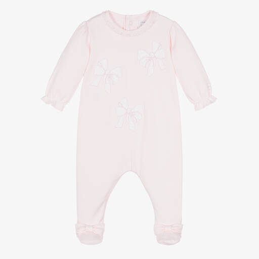 Emile et Rose-Girls Pink Cotton Bows Babygrow | Childrensalon