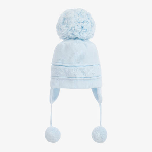 Emile et Rose-قبعة بوم-بوم قطن محبوك لون أزرق فاتح للأطفال | Childrensalon