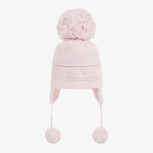Emile et Rose-Pink Knitted Cotton Pom-Pom Hat | Childrensalon